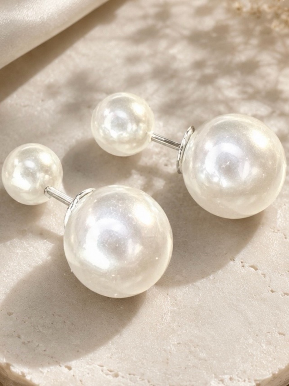 NEW Double Ended Simulated Pearl Large Droplet Stud Earrings Designer Inspired